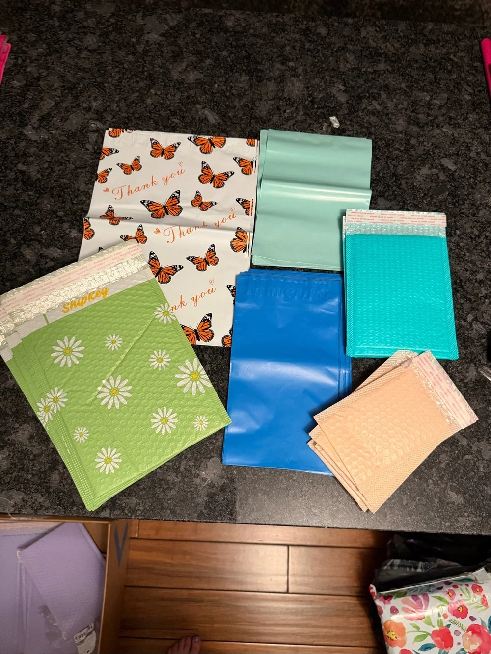 Bundle of 55 Poly Mailer & Bubble Pouch Shipping Supplies Assorted Size & Design